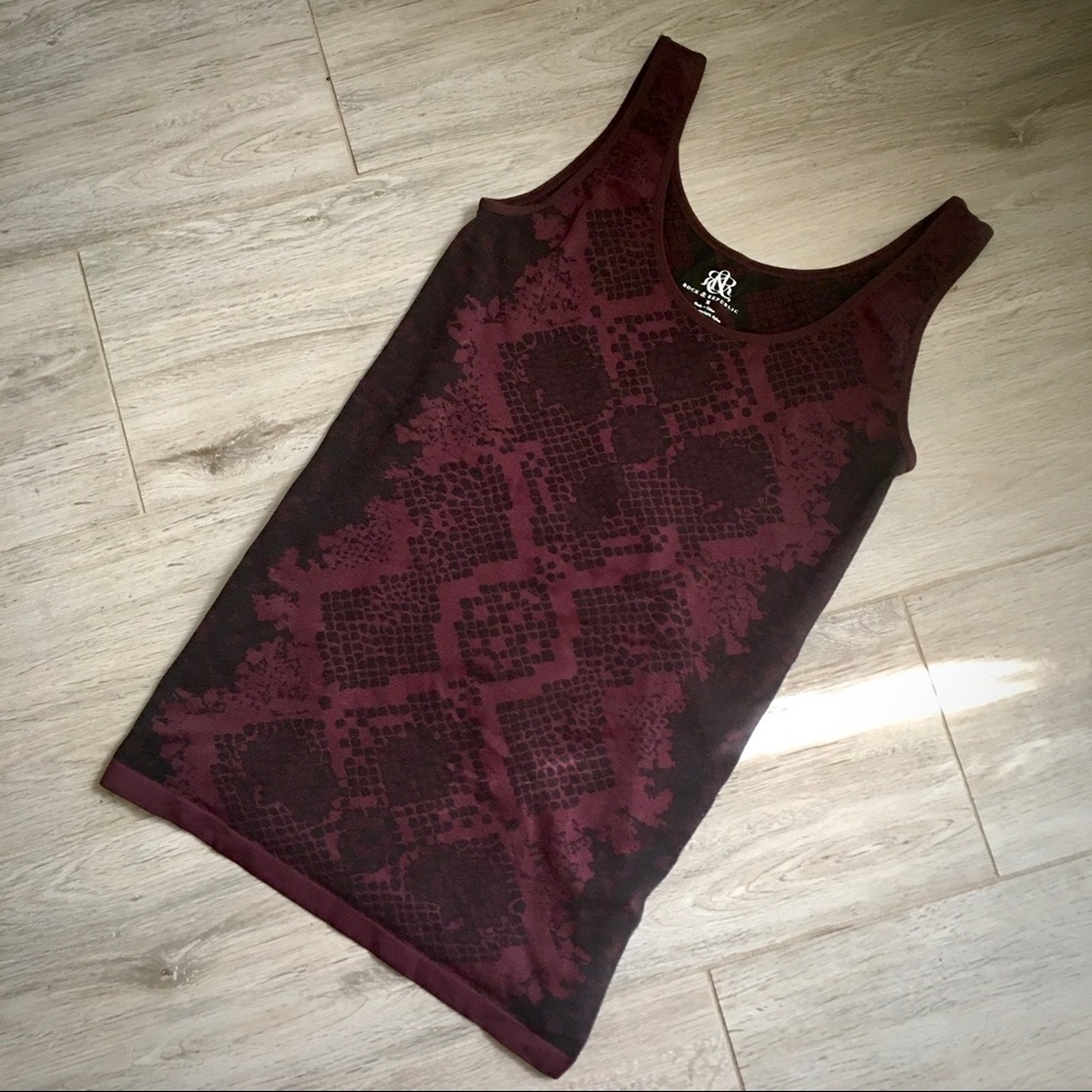 Rock & Republic Snake Skin Wine Red Tank
